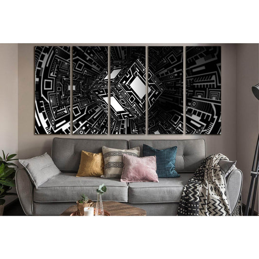 Abstraction Cube Black And White №SL859 Ready to Hang Canvas Print - Zellart Canvas Prints 0new, ALL_Products, Black & White Wall Art