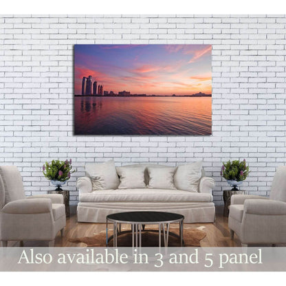 Abu Dhabi skyline at the sunset №2964 Ready to Hang Canvas PrintCanvas art arrives ready to hang, with hanging accessories included and no additional framing required. Every canvas print is hand-crafted, made on-demand at our workshop and expertly stretch