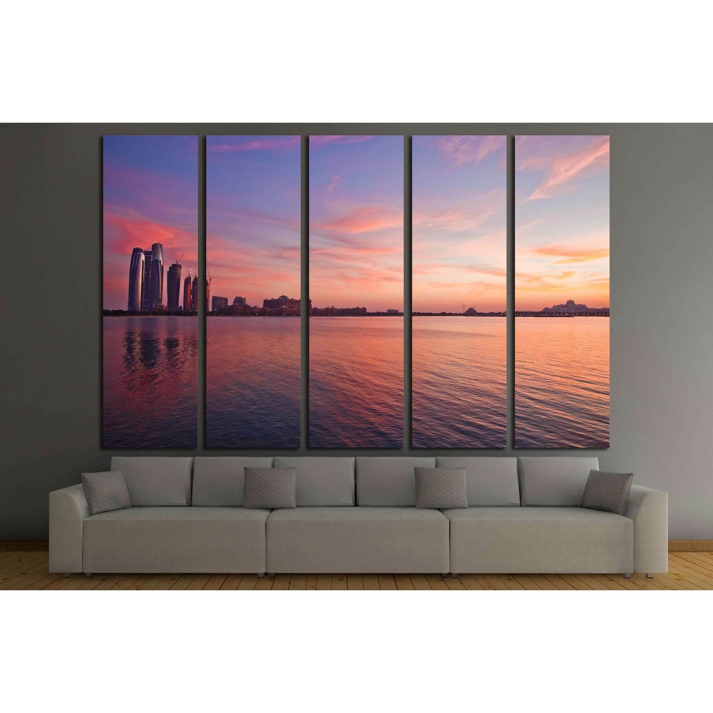 Abu Dhabi skyline at the sunset №2964 Ready to Hang Canvas PrintCanvas art arrives ready to hang, with hanging accessories included and no additional framing required. Every canvas print is hand-crafted, made on-demand at our workshop and expertly stretch