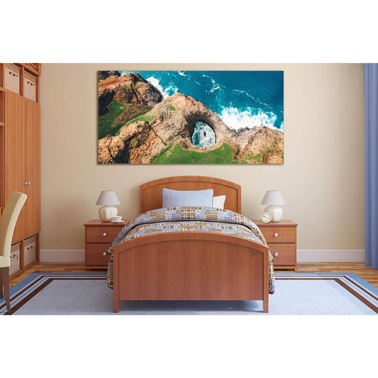 Aerial Landscape Rocky Ocean Shore №SL204 Ready to Hang Canvas Print - Zellart Canvas Prints 0new, ALL_Products, Beach Ocean & Waves
