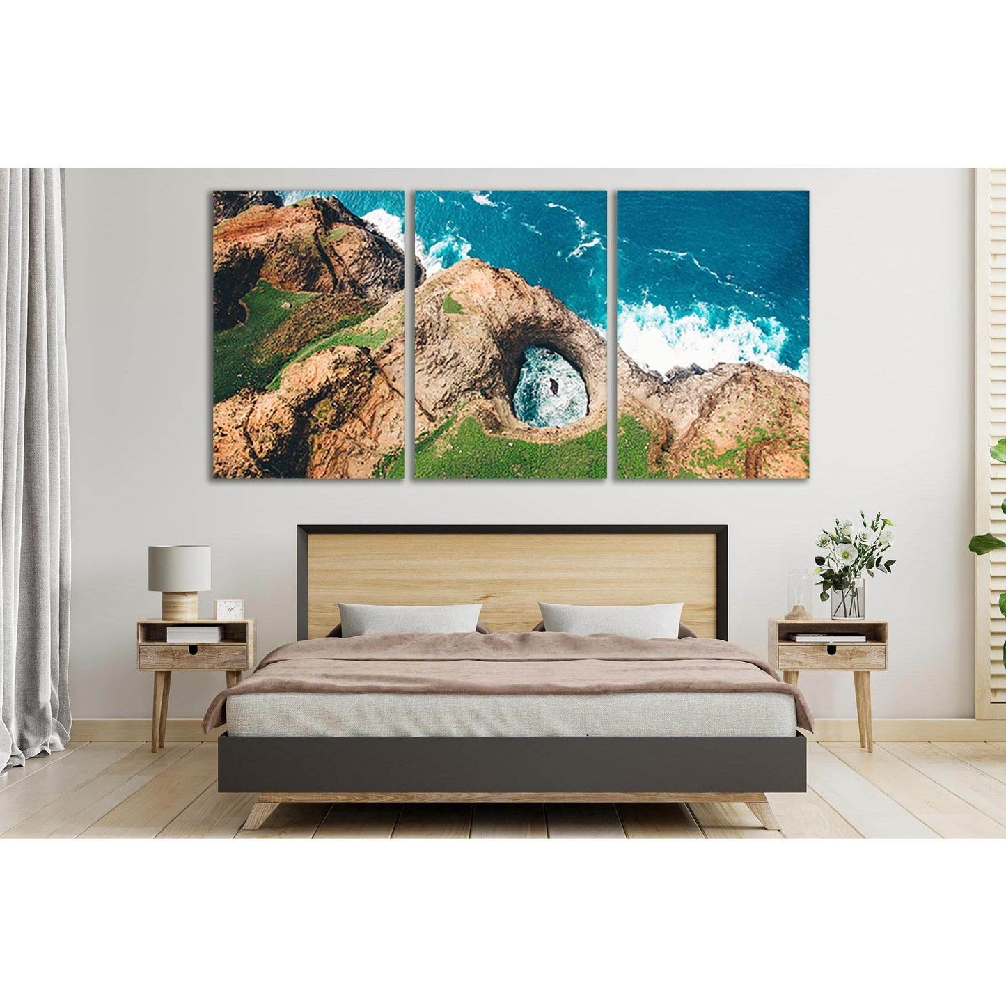 Aerial Landscape Rocky Ocean Shore №SL204 Ready to Hang Canvas Print - Zellart Canvas Prints 0new, ALL_Products, Beach Ocean & Waves