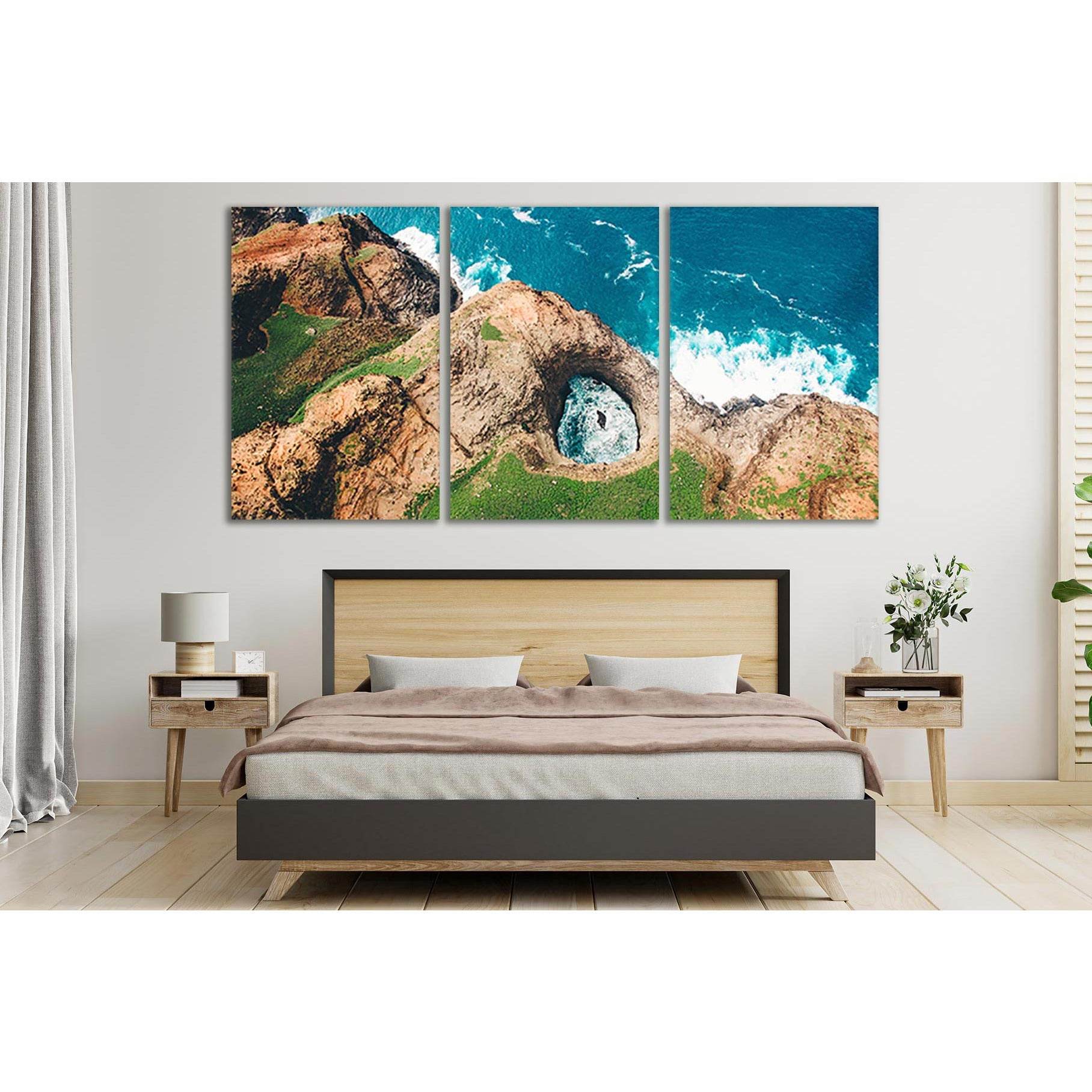 Aerial Landscape Rocky Ocean Shore №SL204 Ready to Hang Canvas Print - Zellart Canvas Prints 0new, ALL_Products, Beach Ocean & Waves