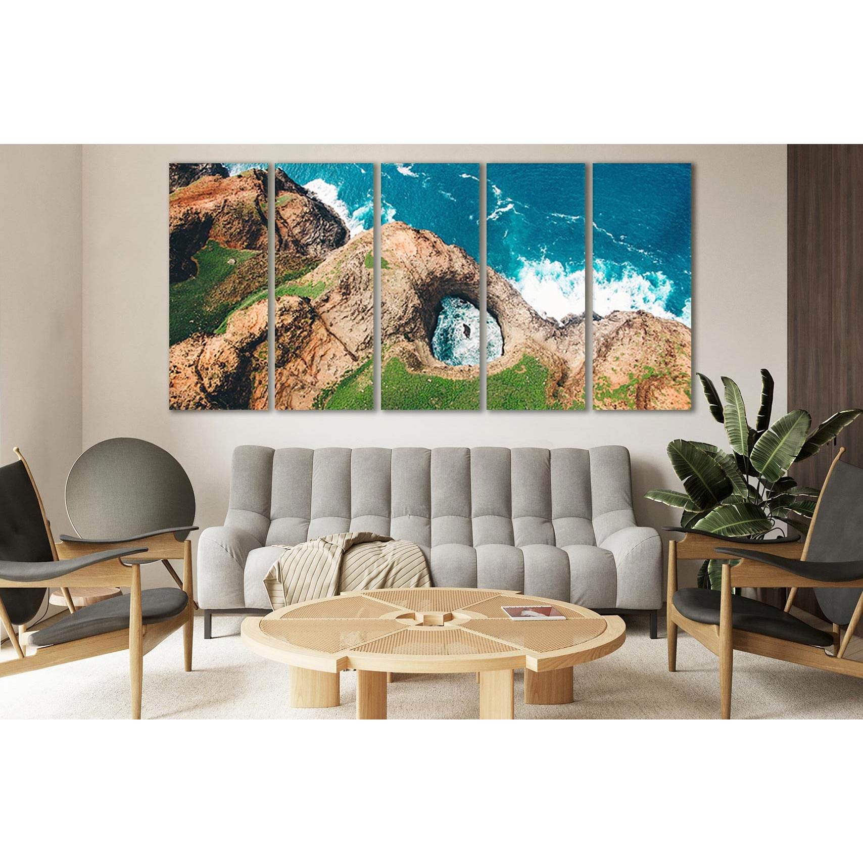 Aerial Landscape Rocky Ocean Shore №SL204 Ready to Hang Canvas Print - Zellart Canvas Prints 0new, ALL_Products, Beach Ocean & Waves