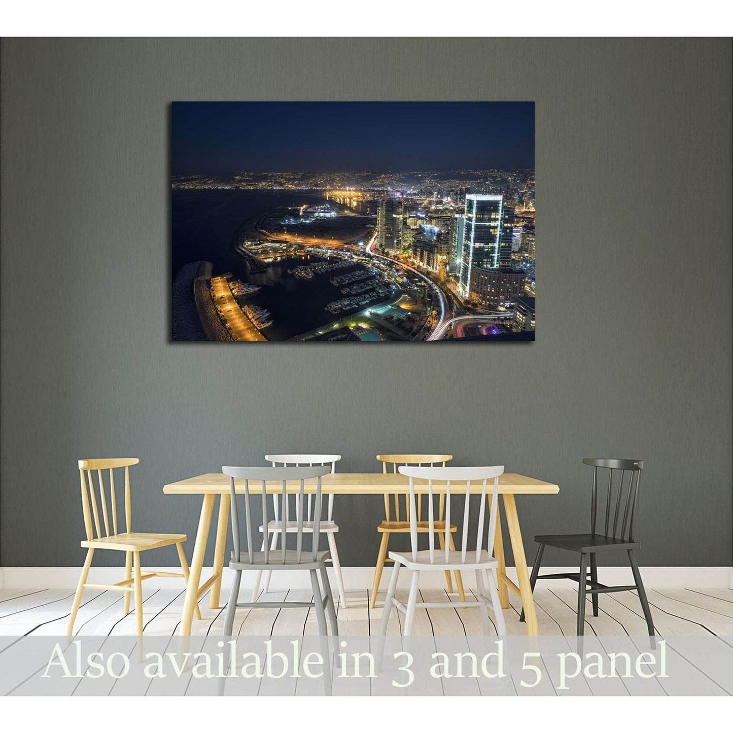 Aerial night shot of Beirut Lebanon , City of Beirut, Beirut city scape №2961 Ready to Hang Canvas Print - Zellart Canvas Prints ALL_Products, s-2961