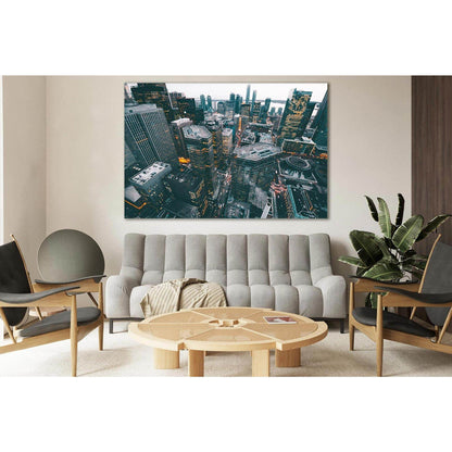 Aerial Photo Of City Commercial Buildings №SL326 Ready to Hang Canvas Print - Zellart Canvas Prints 0new, ALL_Products, Cityscapes & Skylines