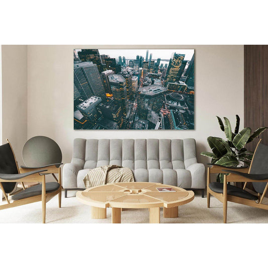 Aerial Photo Of City Commercial Buildings №SL326 Ready to Hang Canvas Print - Zellart Canvas Prints 0new, ALL_Products, Cityscapes & Skylines
