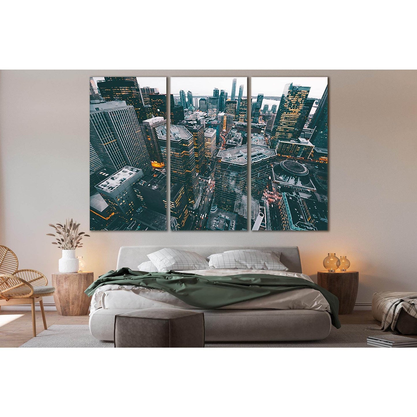 Aerial Photo Of City Commercial Buildings №SL326 Ready to Hang Canvas Print - Zellart Canvas Prints 0new, ALL_Products, Cityscapes & Skylines