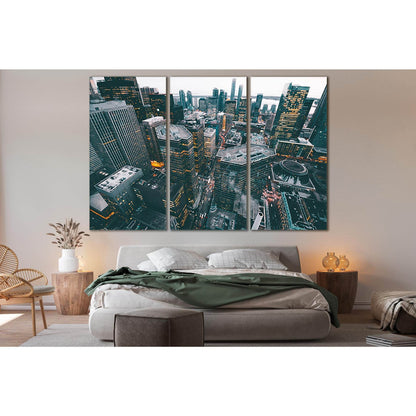 Aerial Photo Of City Commercial Buildings №SL326 Ready to Hang Canvas Print - Zellart Canvas Prints 0new, ALL_Products, Cityscapes & Skylines