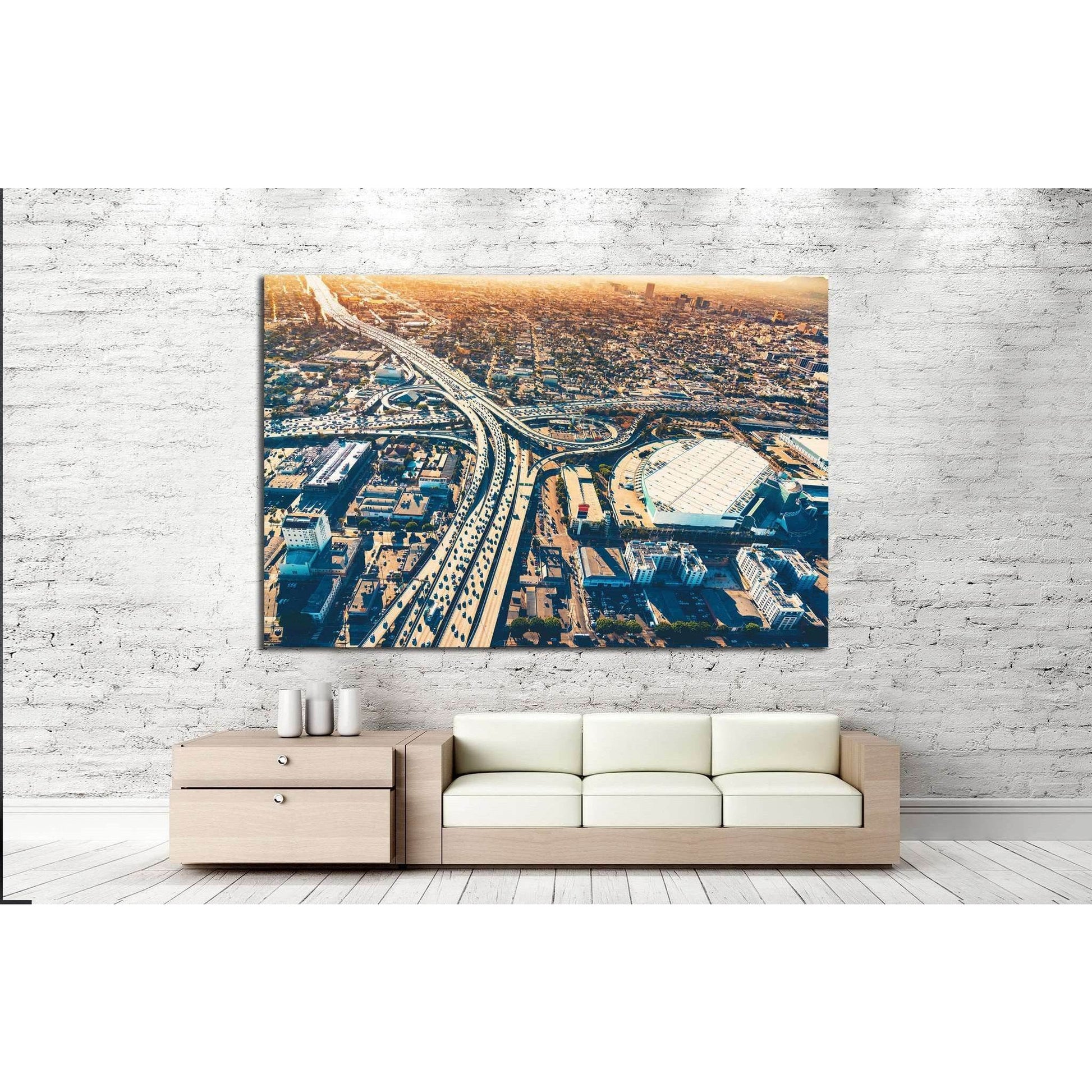 Aerial view, Los Angeles №1001 Ready to Hang Canvas PrintCanvas art arrives ready to hang, with hanging accessories included and no additional framing required. Every canvas print is hand-crafted, made on-demand at our workshop and expertly stretched arou