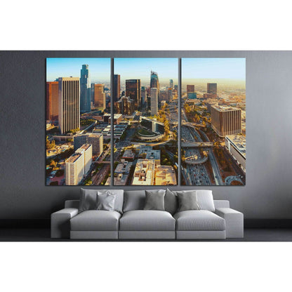 Aerial view of a Downtown Los Angeles at sunset №1253 Ready to Hang Canvas PrintCanvas art arrives ready to hang, with hanging accessories included and no additional framing required. Every canvas print is hand-crafted, made on-demand at our workshop and