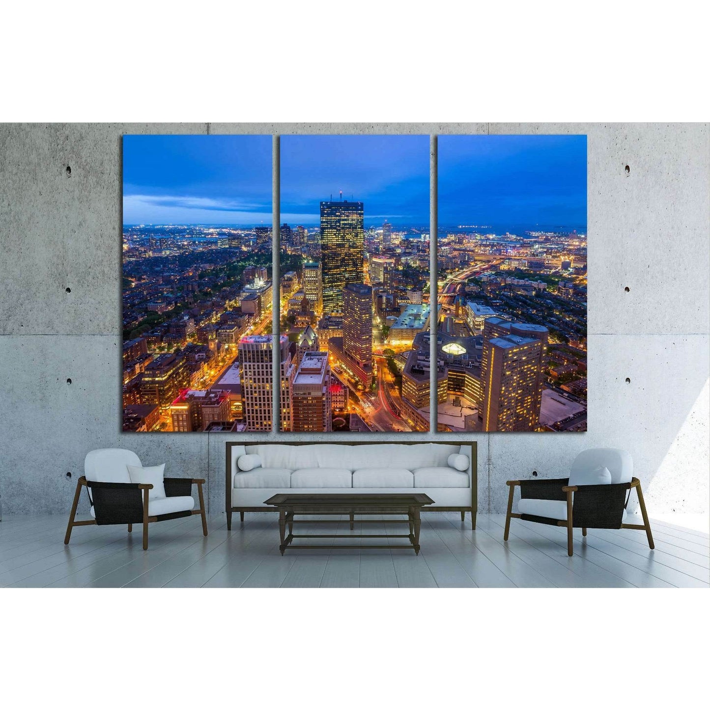 Aerial view of Boston in Massachusetts, USA №1518 Ready to Hang Canvas Print - Zellart Canvas Prints ALL_Products, s-1518