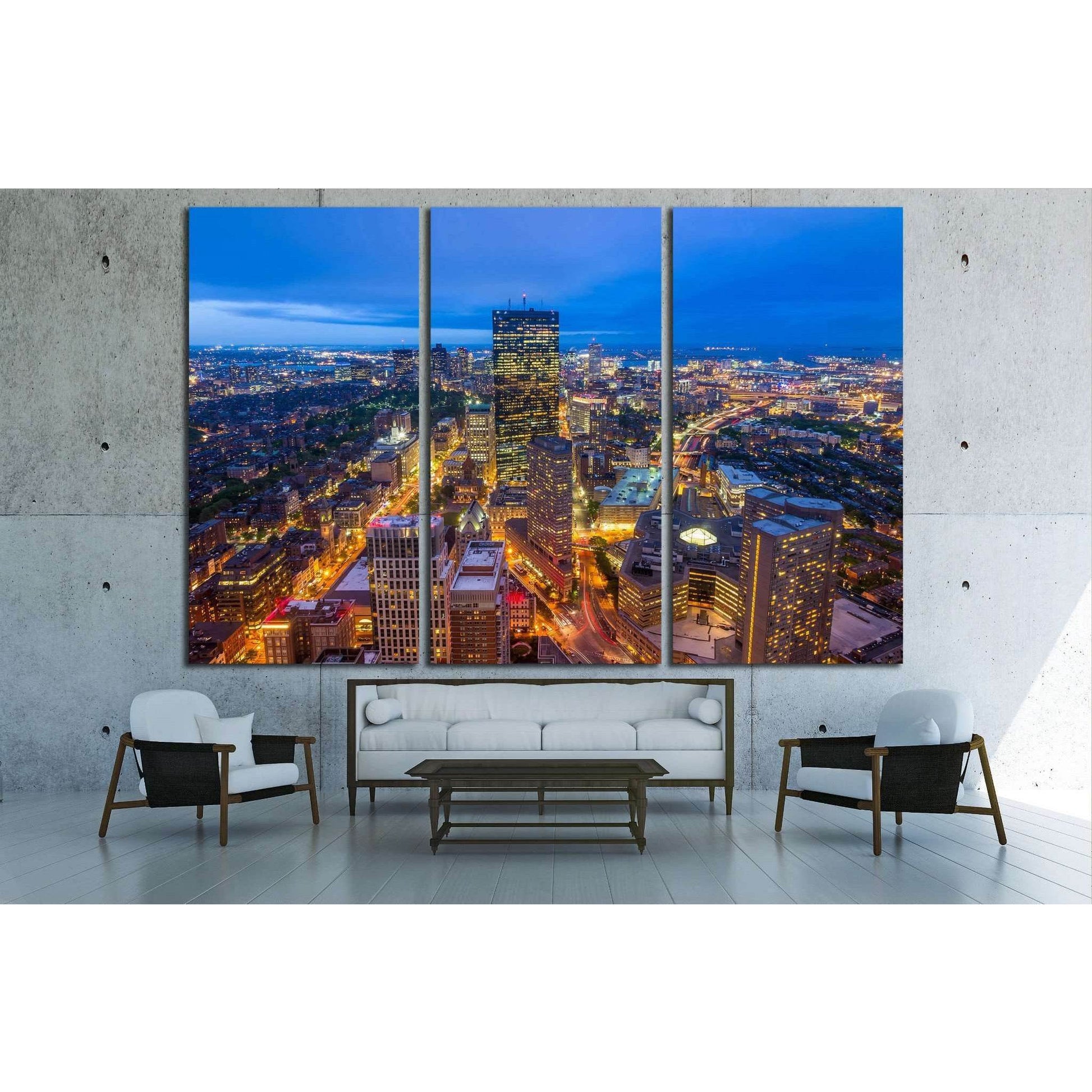 Aerial view of Boston in Massachusetts, USA №1518 Ready to Hang Canvas Print - Zellart Canvas Prints ALL_Products, s-1518