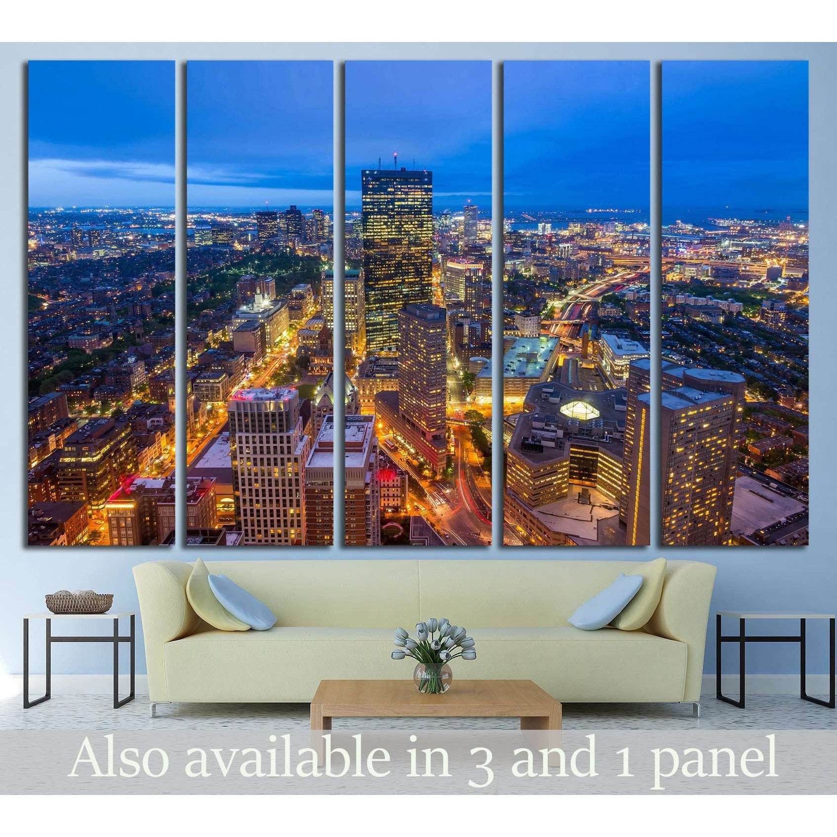 Aerial view of Boston in Massachusetts, USA №1518 Ready to Hang Canvas Print - Zellart Canvas Prints ALL_Products, s-1518