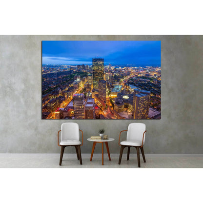 Aerial view of Boston in Massachusetts, USA №1518 Ready to Hang Canvas Print - Zellart Canvas Prints ALL_Products, s-1518