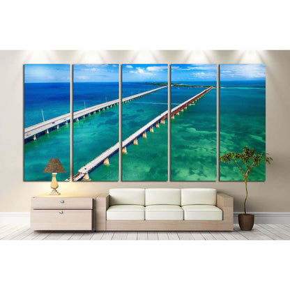 Aerial view of Bridge connecting Keys, Florida №1312 Ready to Hang Canvas PrintCanvas art arrives ready to hang, with hanging accessories included and no additional framing required. Every canvas print is hand-crafted, made on-demand at our workshop and e