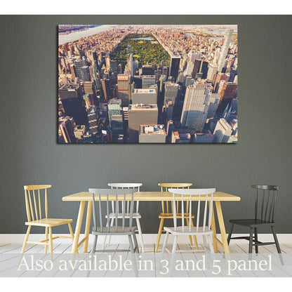 Aerial view of Central Park and Times Square, New York CIty at sunset №2216 Ready to Hang Canvas Print - Zellart Canvas Prints 0_NY_ART, ALL_Products, s-2216