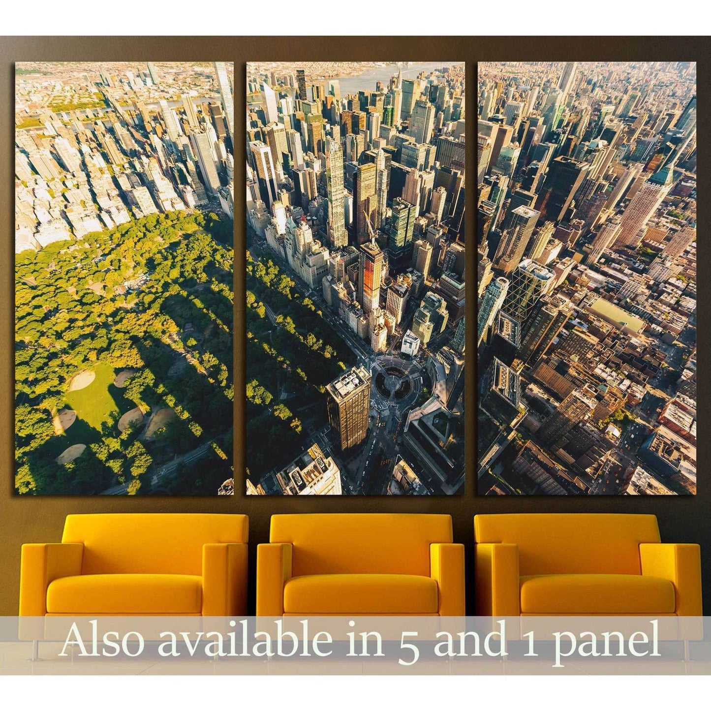 Aerial view of Central Park in New York City at sunset №1564 Ready to Hang Canvas Print - Zellart Canvas Prints 0_NY_ART, ALL_Products, s-1564