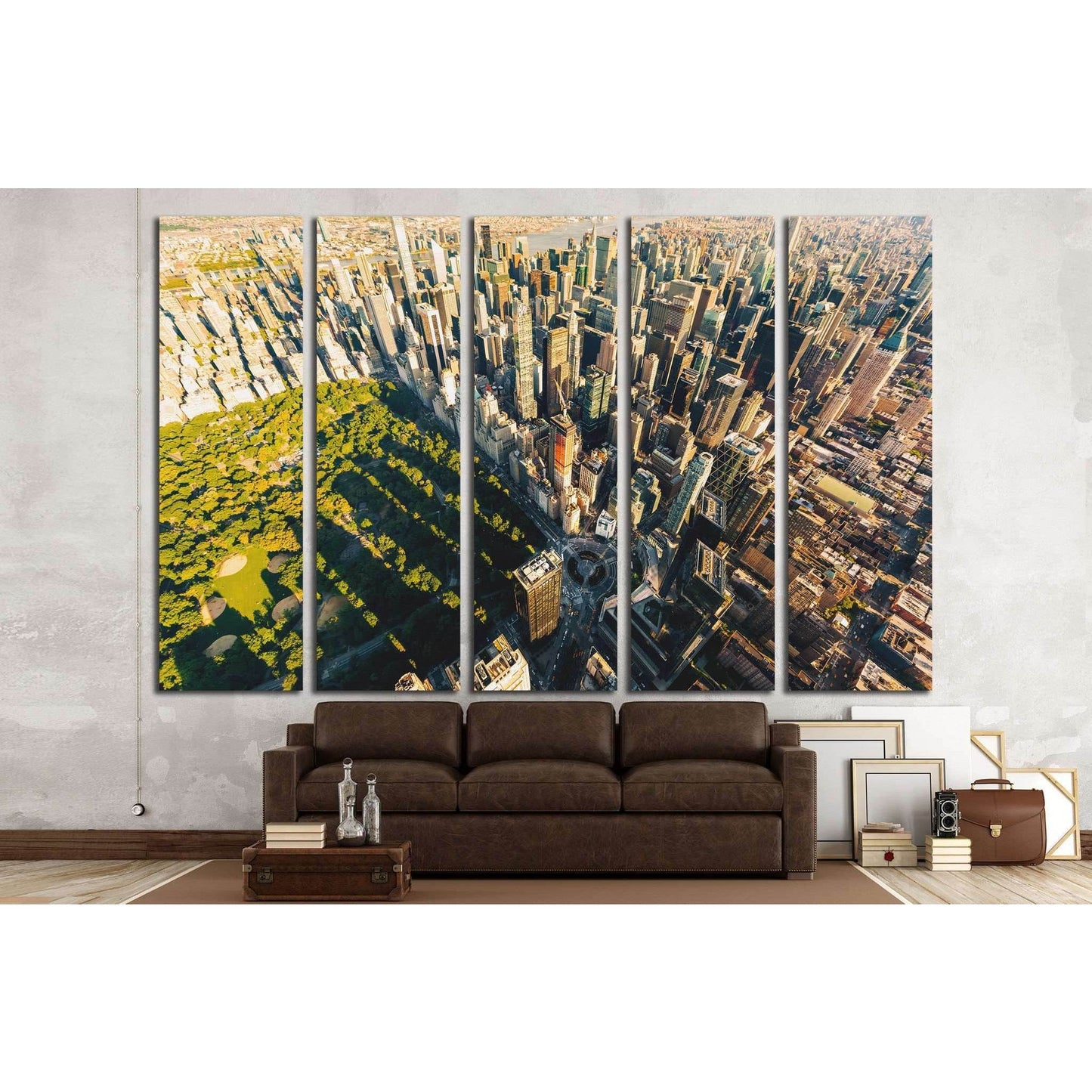 Aerial view of Central Park in New York City at sunset №1564 Ready to Hang Canvas Print - Zellart Canvas Prints 0_NY_ART, ALL_Products, s-1564