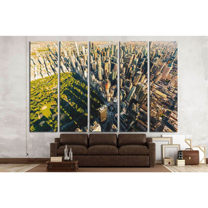 Aerial view of Central Park in New York City at sunset №1564 Ready to Hang Canvas Print - Zellart Canvas Prints 0_NY_ART, ALL_Products, s-1564