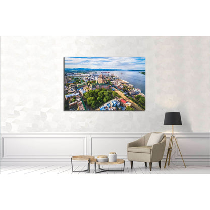 Aerial view of Chateau Frontenac hotel and Old Port in Quebec City, Canada. №2739 Ready to Hang Canvas Print - Zellart Canvas Prints ALL_Products, s-2739
