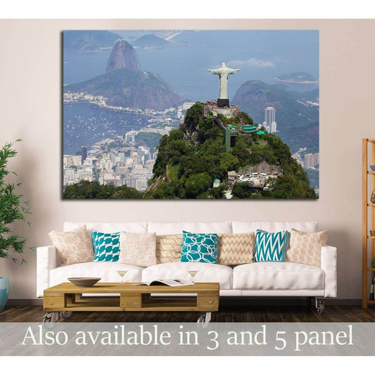 Aerial view of Christ Redeemer and Corcovado Mountain №1629 Ready to Hang Canvas Print - Zellart Canvas Prints ALL_Products, s-1629
