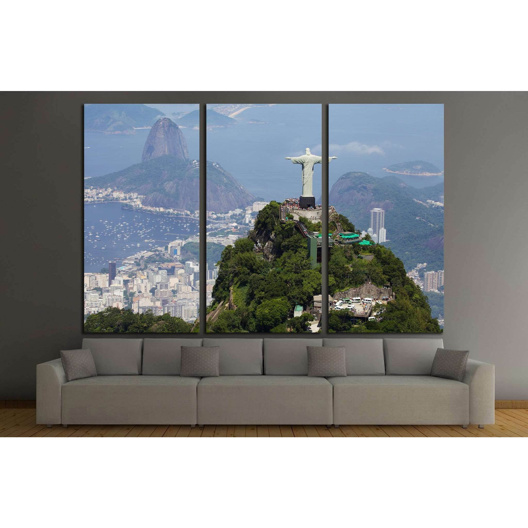 Aerial view of Christ Redeemer and Corcovado Mountain №1629 Ready to Hang Canvas Print