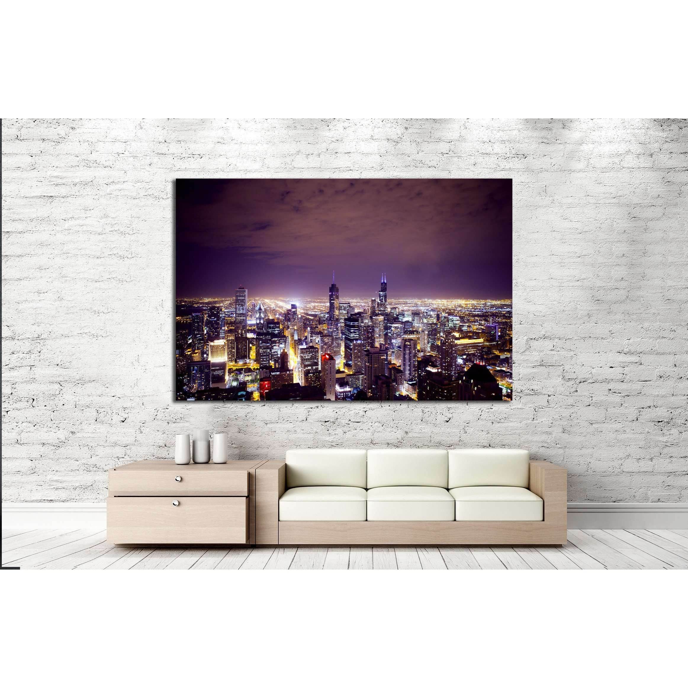 Aerial View of City Downtown №2145 Ready to Hang Canvas Print