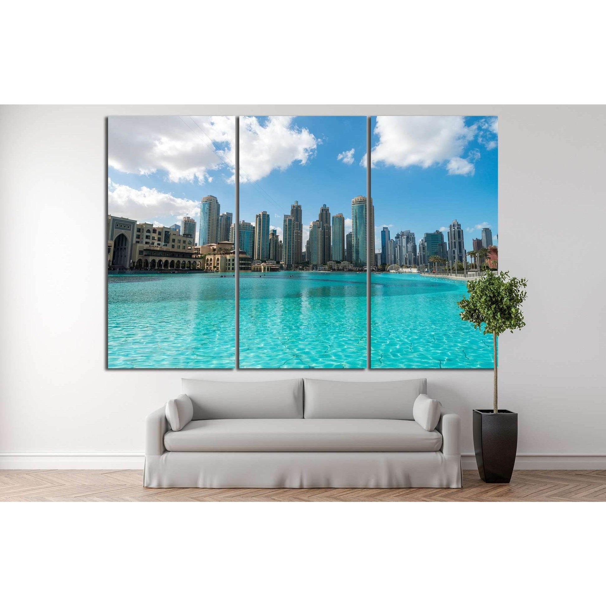 Aerial view of Dubai skyline, UAE №1023 Ready to Hang Canvas Print - Zellart Canvas Prints ALL_Products, s-1023