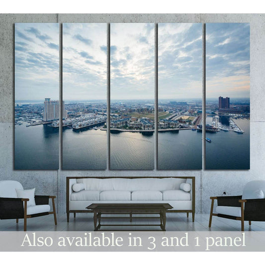 Aerial view of Federal Hill and the Inner Harbor of Baltimore, Maryland №2392 Ready to Hang Canvas Print - Zellart Canvas Prints ALL_Products, s-2392