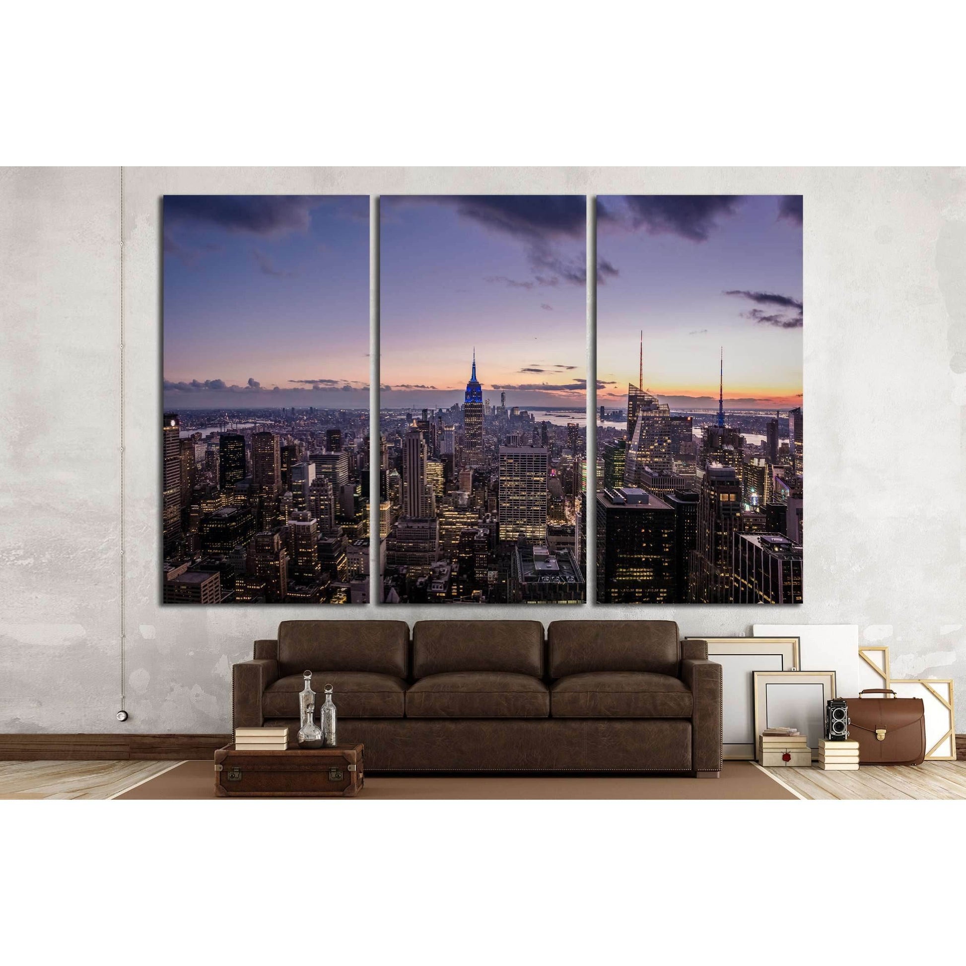 Aerial view of Manhattan Skyline at sunset - New York, USA №2729 Ready to Hang Canvas PrintCanvas art arrives ready to hang, with hanging accessories included and no additional framing required. Every canvas print is hand-crafted, made on-demand at our wo
