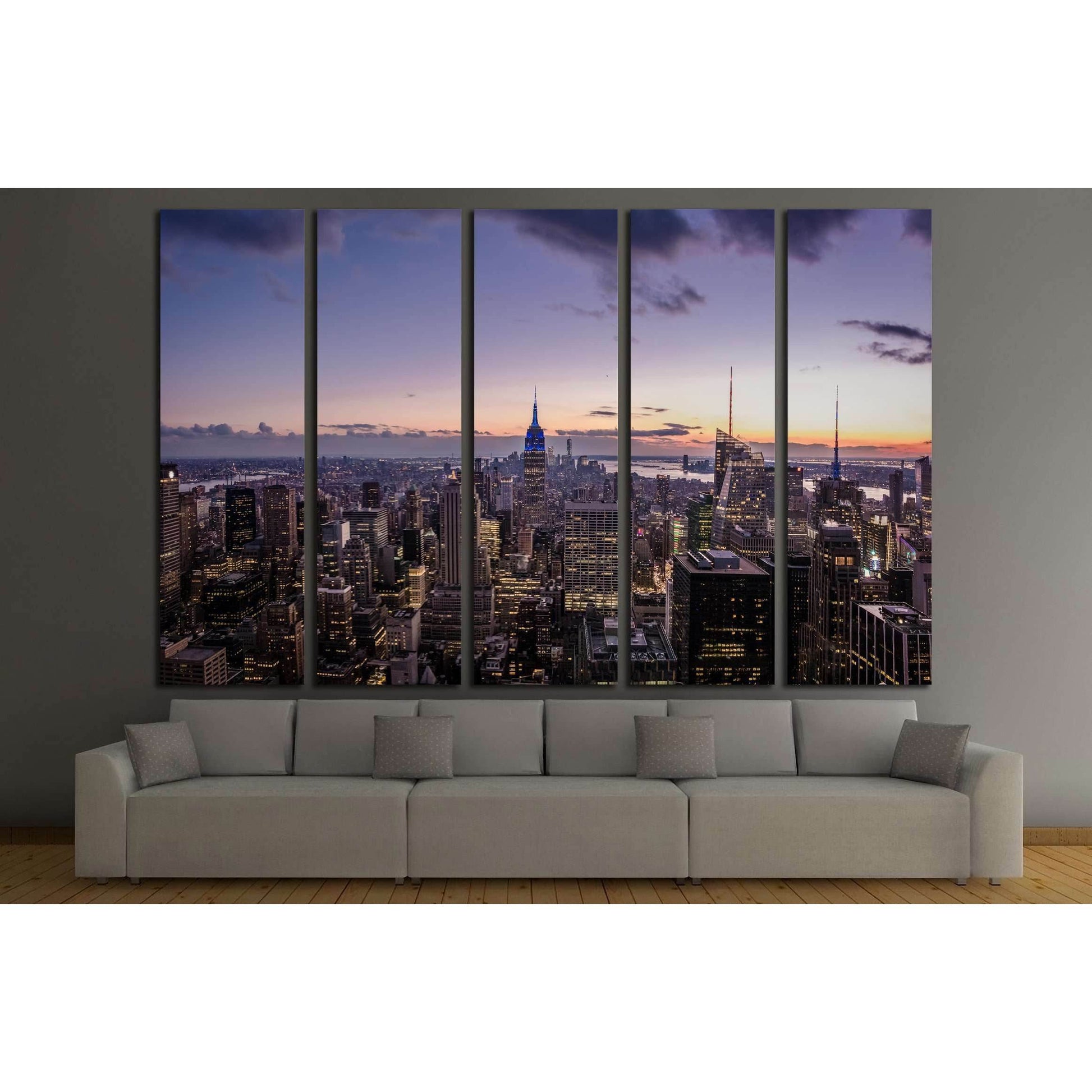 Aerial view of Manhattan Skyline at sunset - New York, USA №2729 Ready to Hang Canvas PrintCanvas art arrives ready to hang, with hanging accessories included and no additional framing required. Every canvas print is hand-crafted, made on-demand at our wo