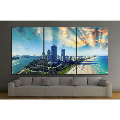 Aerial view of Miami Beach, Florida №1224 Ready to Hang Canvas Print - Zellart Canvas Prints ALL_Products, s-1224