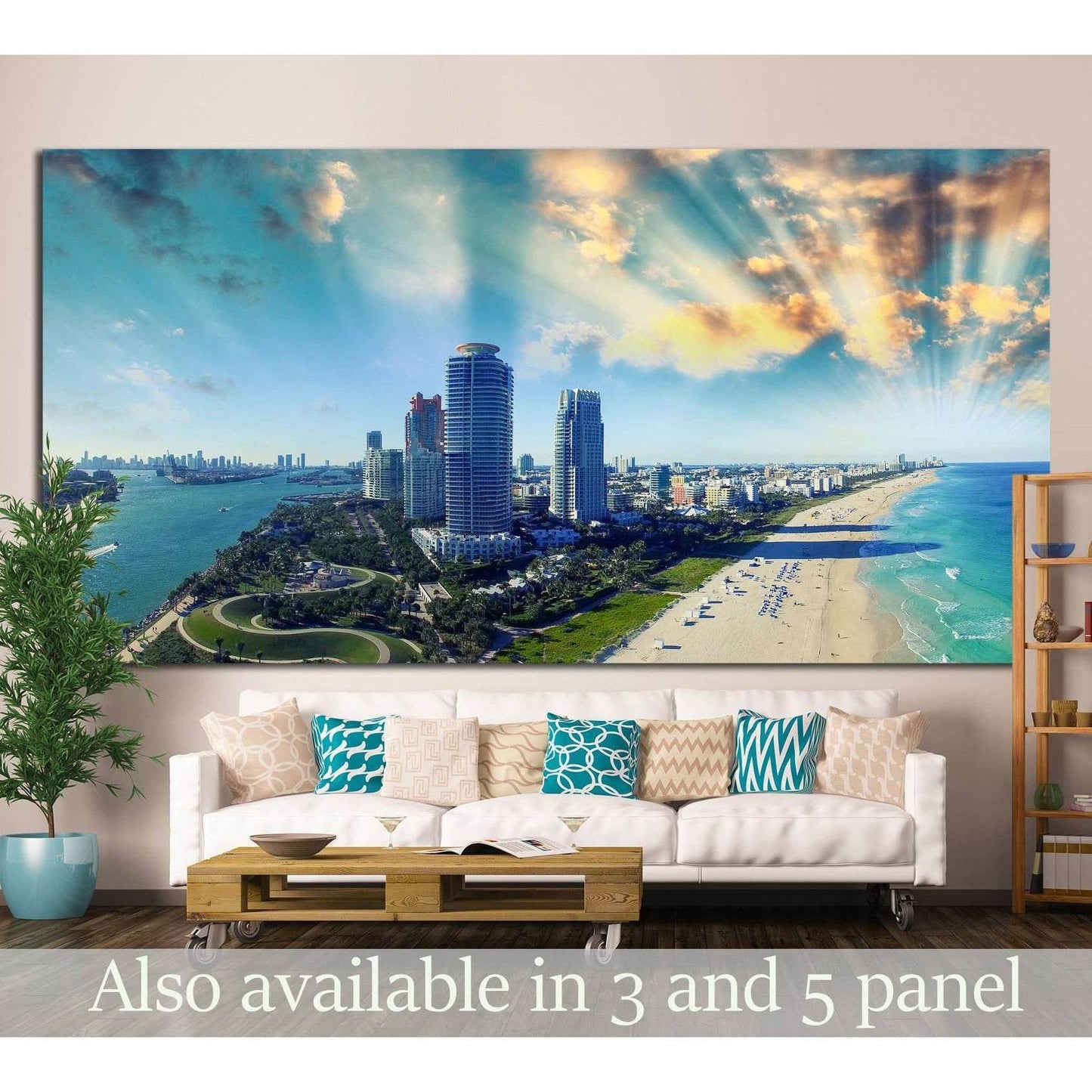 Aerial view of Miami Beach, Florida №1224 Ready to Hang Canvas Print - Zellart Canvas Prints ALL_Products, s-1224