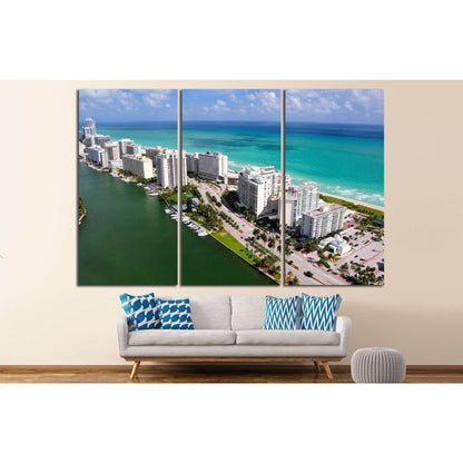 Aerial view of Miami South Beach, Florida, USA №1203 Ready to Hang Canvas Print - Zellart Canvas Prints ALL_Products, s-1203