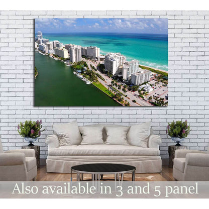 Aerial view of Miami South Beach, Florida, USA №1203 Ready to Hang Canvas Print - Zellart Canvas Prints ALL_Products, s-1203