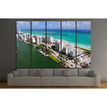 Aerial view of Miami South Beach, Florida, USA №1203 Ready to Hang Canvas Print - Zellart Canvas Prints ALL_Products, s-1203