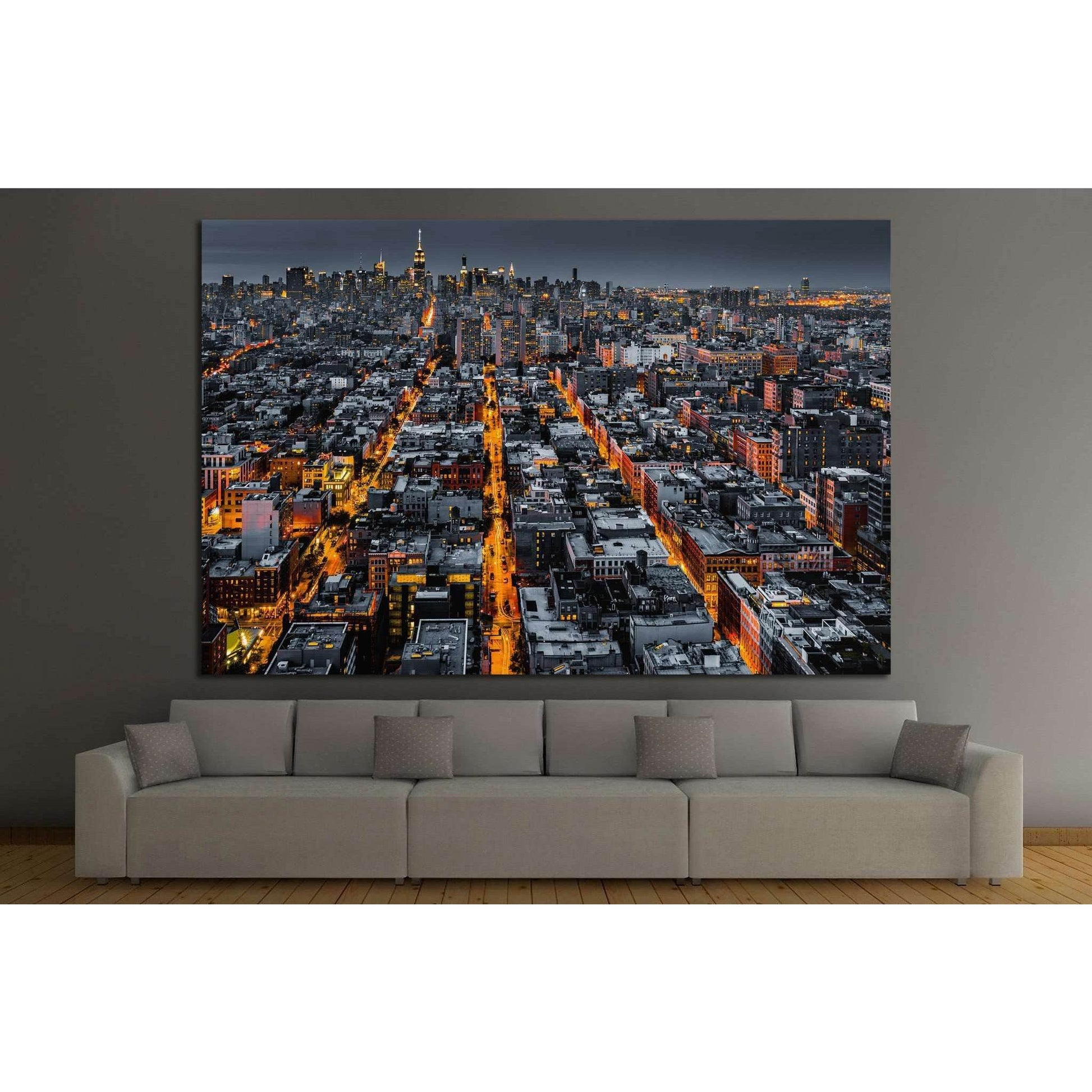 Aerial view of New York City №1119 Ready to Hang Canvas Print - Zellart Canvas Prints 0_NY_ART, ALL_Products, s-1119