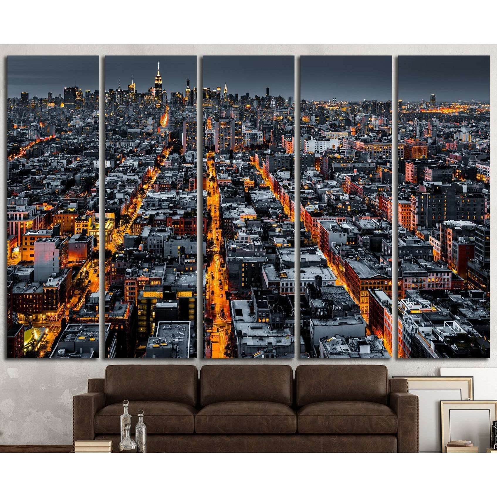 Aerial view of New York City №1119 Ready to Hang Canvas Print - Zellart Canvas Prints 0_NY_ART, ALL_Products, s-1119