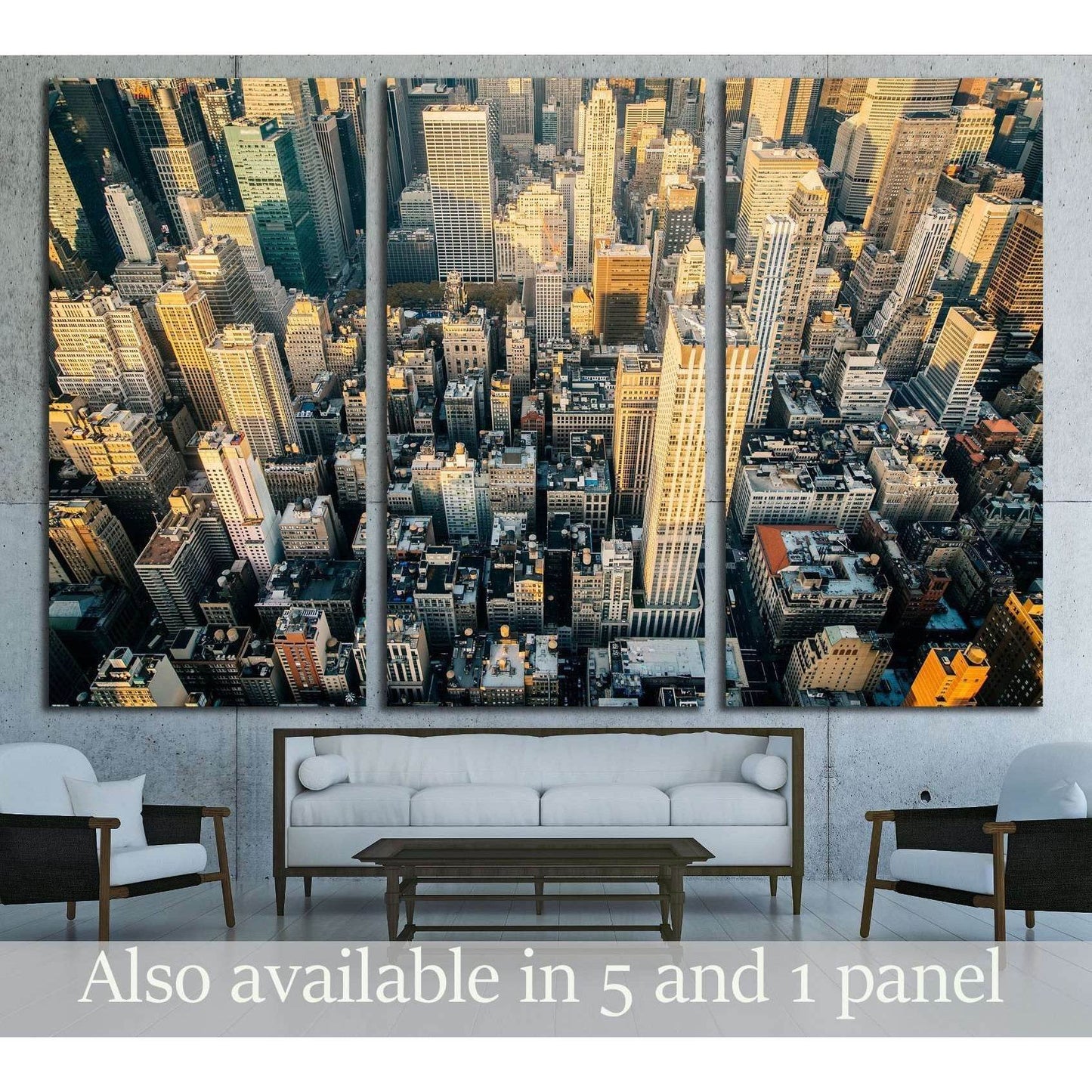 Aerial view of the New York City skyline near Midtown at sunset №2959 Ready to Hang Canvas Print - Zellart Canvas Prints 0_NY_ART, ALL_Products, s-2959