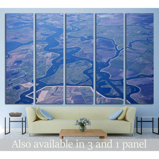 Aerial view of the Sacramento, San Joaquin River Delta, California, USA №1820 Ready to Hang Canvas Print - Zellart Canvas Prints ALL_Products, s-1820