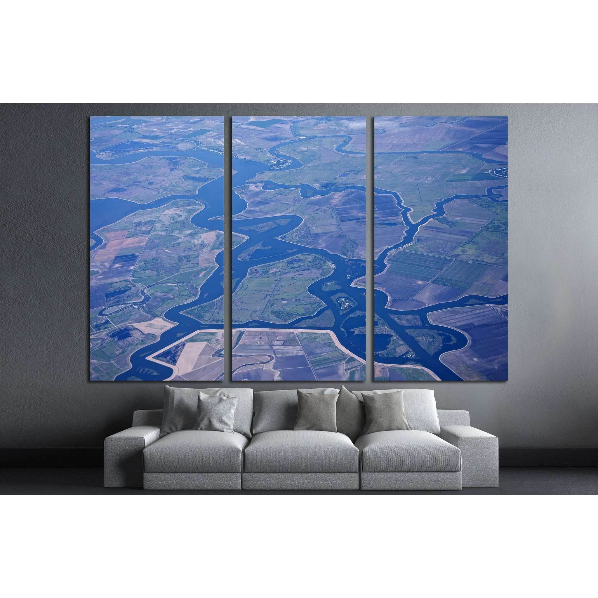Aerial view of the Sacramento, San Joaquin River Delta, California, USA №1820 Ready to Hang Canvas Print