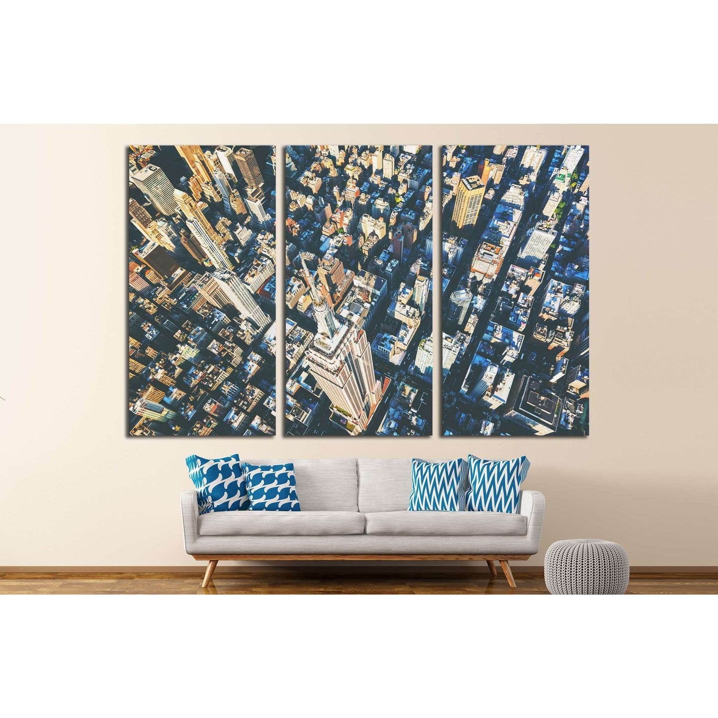 Aerial view of the skyscrapers of Midtown Manhattan New York City №2014 Ready to Hang Canvas Print - Zellart Canvas Prints 0_NY_ART, ALL_Products, s-2014