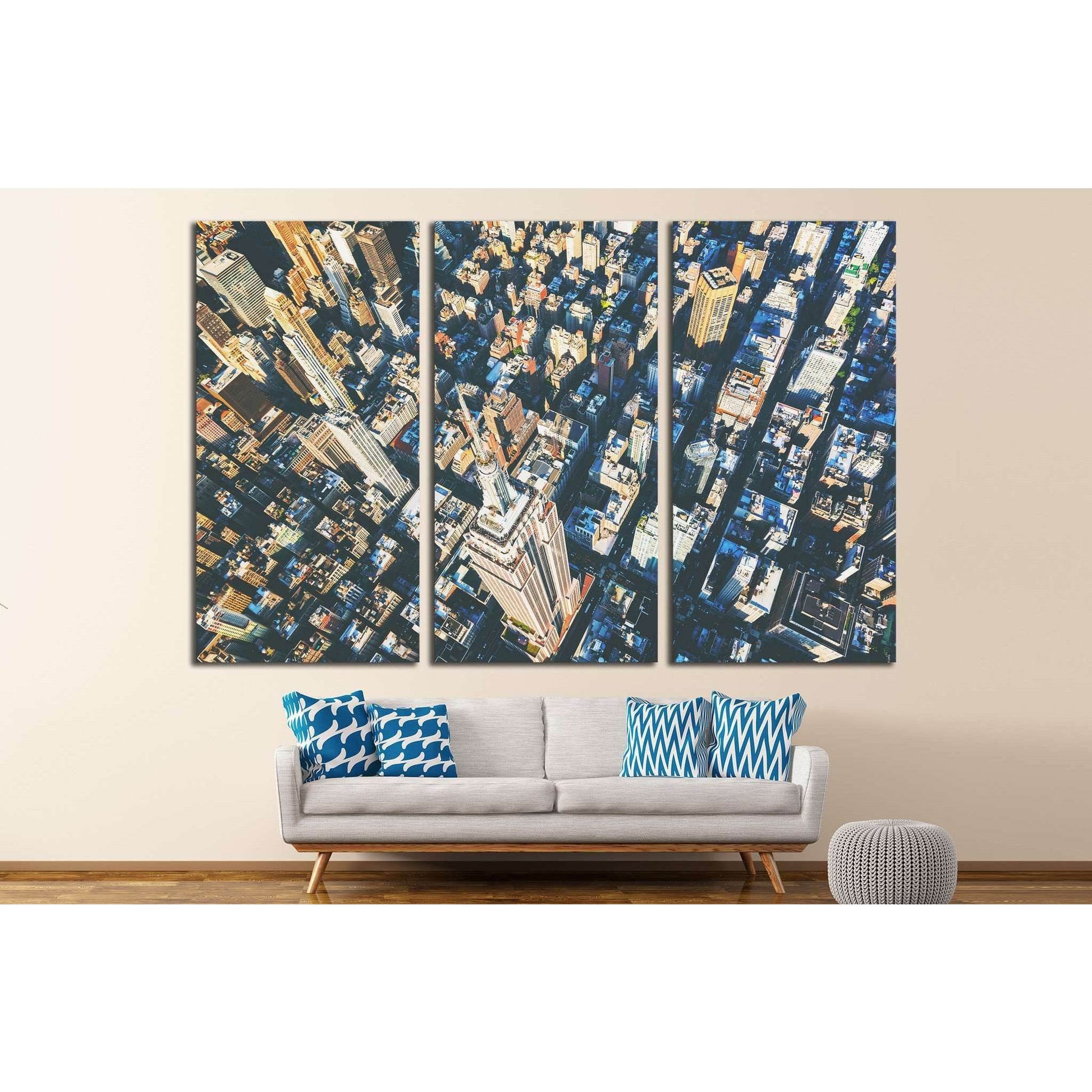 Aerial view of the skyscrapers of Midtown Manhattan New York City №2014 Ready to Hang Canvas Print - Zellart Canvas Prints 0_NY_ART, ALL_Products, s-2014