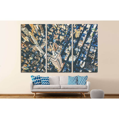 Aerial view of the skyscrapers of Midtown Manhattan New York City №2014 Ready to Hang Canvas Print - Zellart Canvas Prints 0_NY_ART, ALL_Products, s-2014