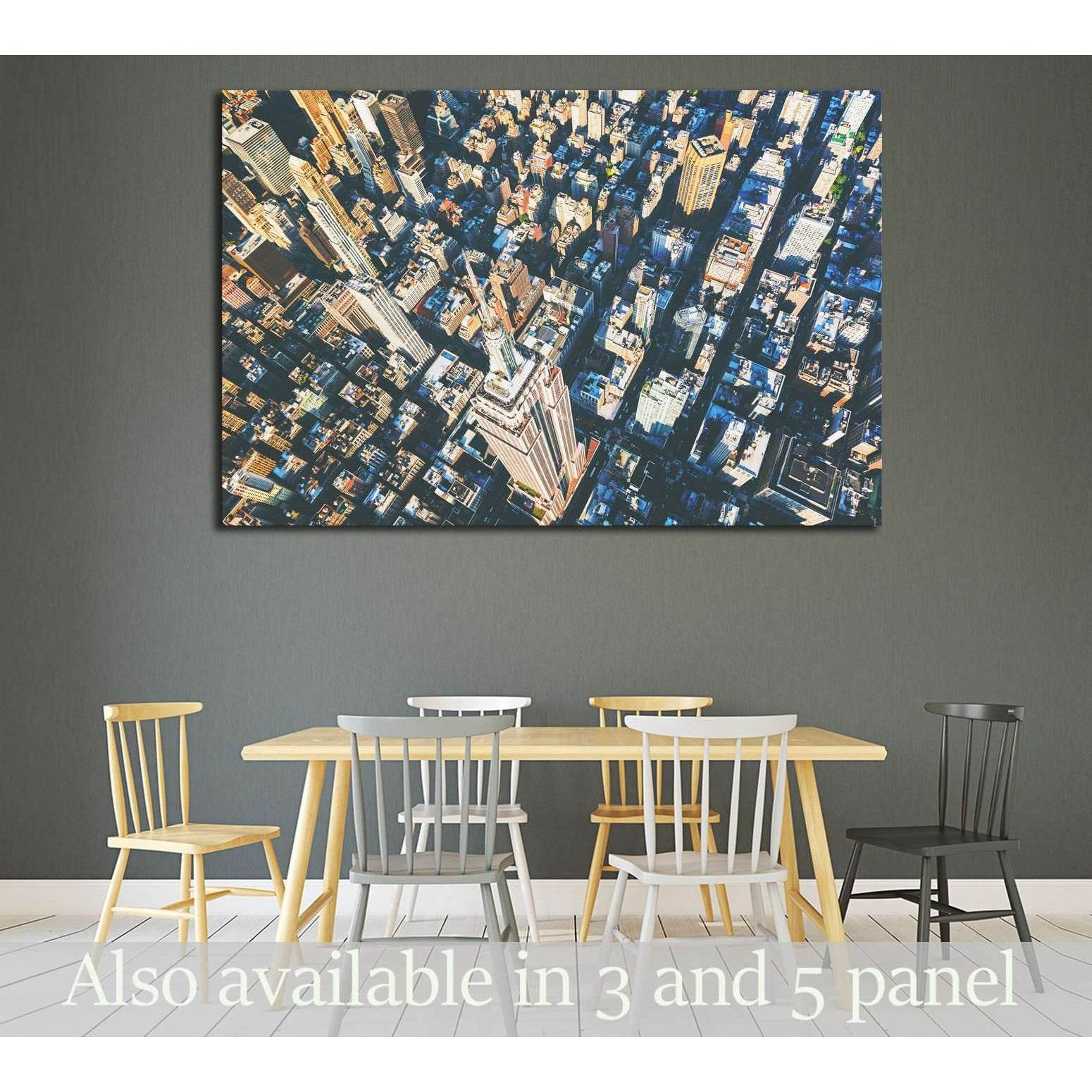 Aerial view of the skyscrapers of Midtown Manhattan New York City №2014 Ready to Hang Canvas Print - Zellart Canvas Prints 0_NY_ART, ALL_Products, s-2014