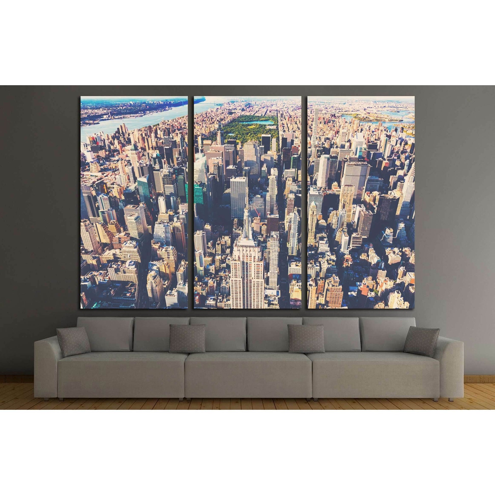 Aerial view of the skyscrapers of Midtown Manhattan New York City №2324 Ready to Hang Canvas Print - Zellart Canvas Prints 0_NY_ART, ALL_Products, s-2324