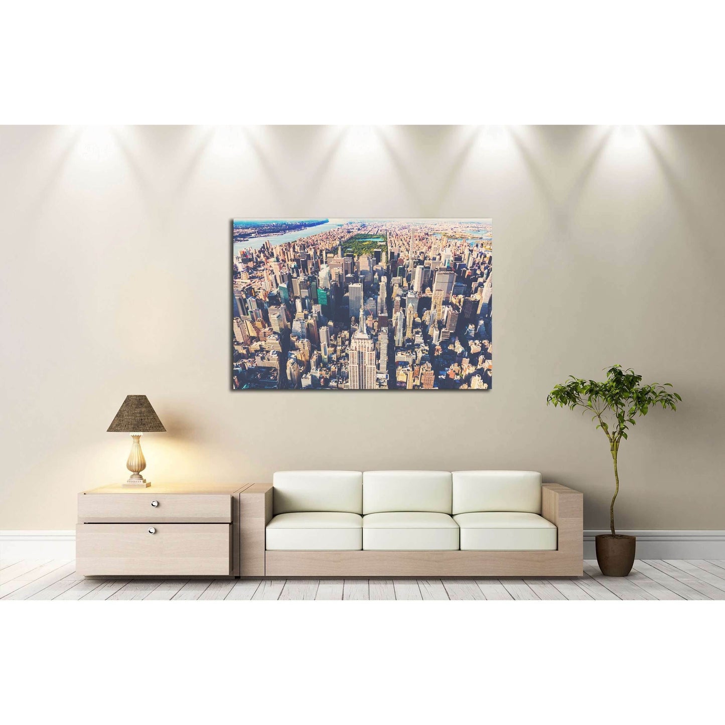 Aerial view of the skyscrapers of Midtown Manhattan New York City №2324 Ready to Hang Canvas Print - Zellart Canvas Prints 0_NY_ART, ALL_Products, s-2324