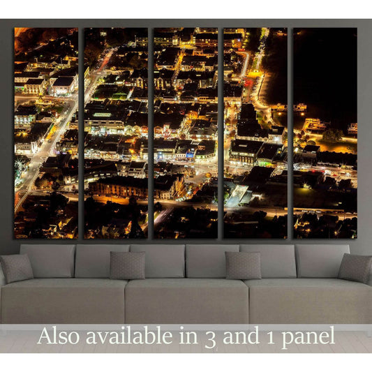 Aerial View of Transportation light trail of Queenstown, New Zealand №2255 Ready to Hang Canvas Print - Zellart Canvas Prints ALL_Products, s-2255