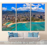 Aerial view of Waikiki Beach in Honolulu Hawaii from a helicopter №1754 Ready to Hang Canvas Print