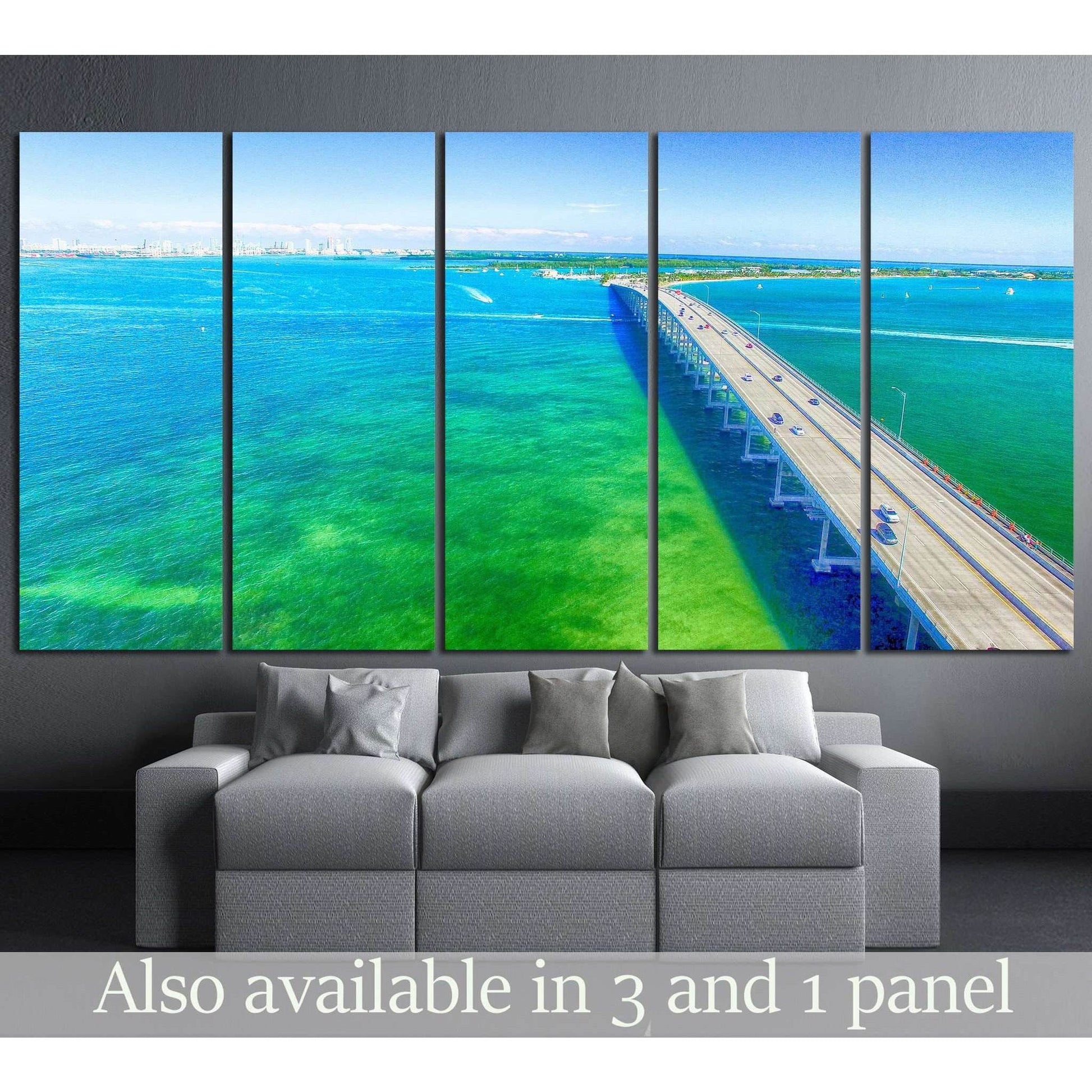 Aerial view on a sunny day in Miami №1314 Ready to Hang Canvas Print - Zellart Canvas Prints ALL_Products, s-1314